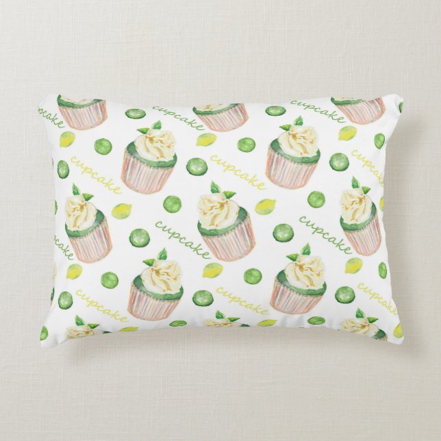 Almofada Decorativa Cupcakes de aquarela (Frente)