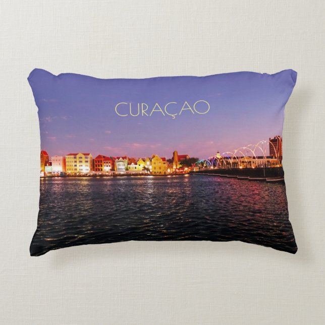 Almofada Decorativa Curaçao à noite sem texto (personalizável) (Frente)