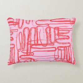 Almofada Decorativa Curva Rosa Abstrata Moderna Ondulada