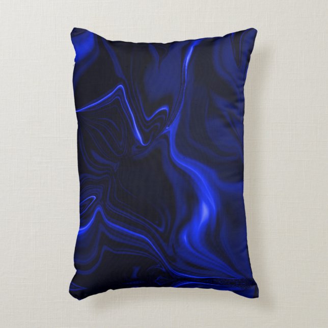 Almofada Decorativa Curvas azuis e ondulações em azul escuro (Frente(Vertical))