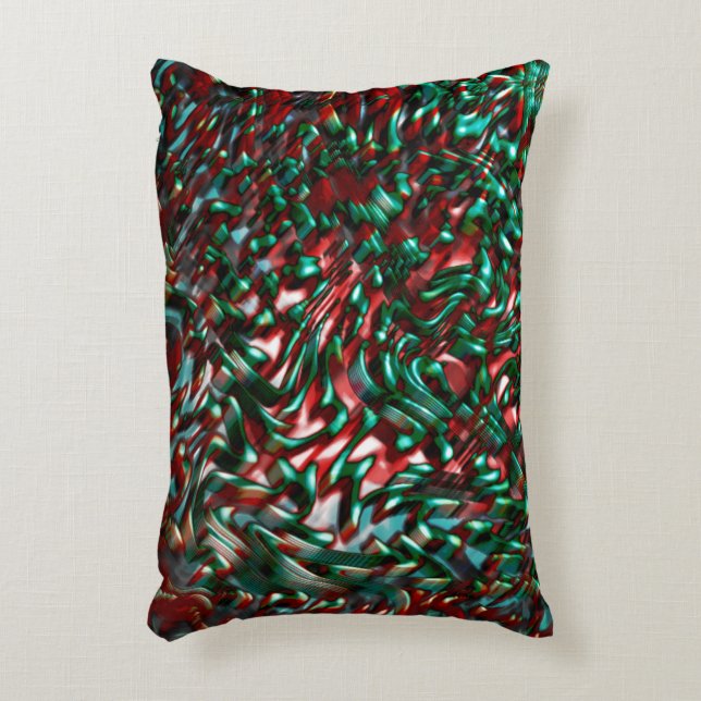 Almofada Decorativa Curvas em camadas, verdes e ensopadas (Frente(Vertical))