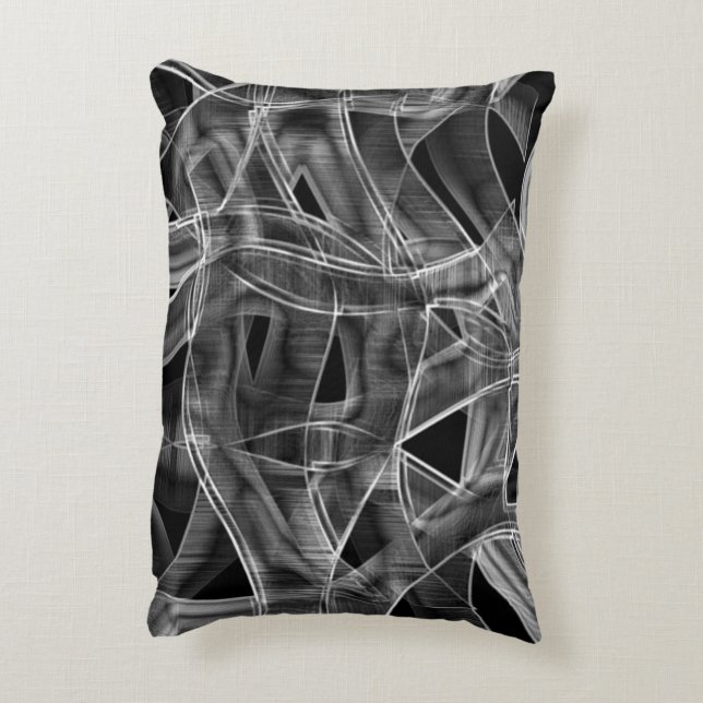 Almofada Decorativa curvas semelhantes a fita de cinza, linhas destaca (Verso(Vertical))