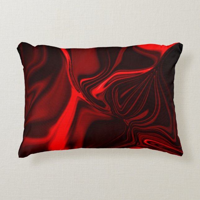 Almofada Decorativa Curvas vermelhas claro e escuro em fundo escuro. (Frente)
