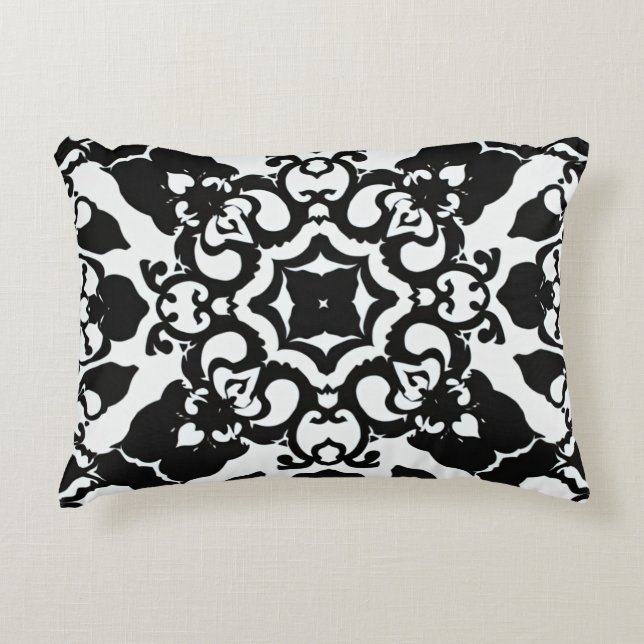 Almofada Decorativa Cushion com delicado padrão preto-e-branco (Frente)