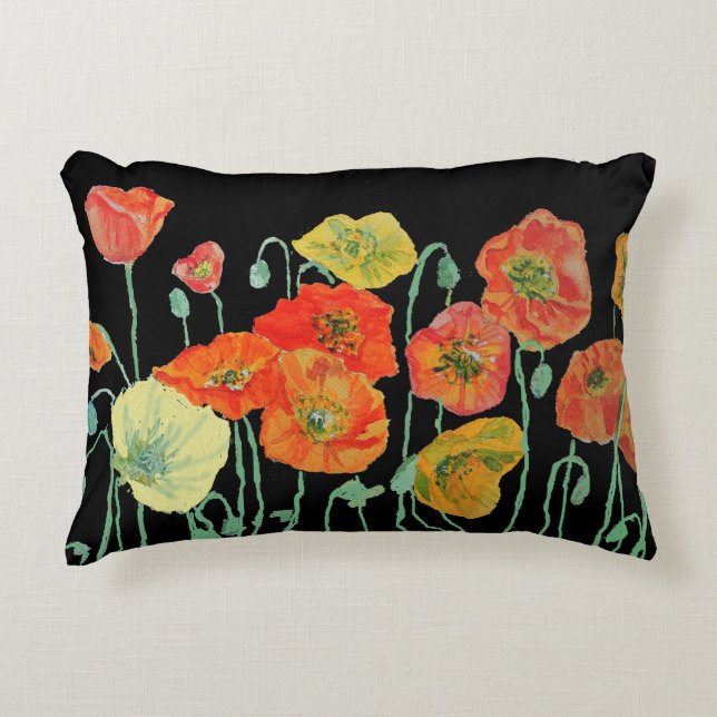 Almofada Decorativa Cushion de decoração de papagaios laranja e pretos (Frente)