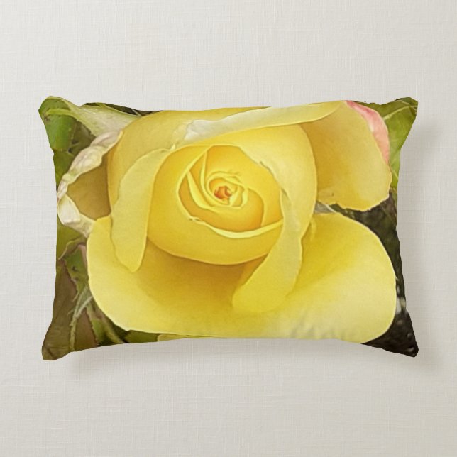Almofada Decorativa Cushion de Destaque de Rosebud Amarelo (Frente)