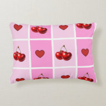Custom Cherry Heart Checkerboard Pattern