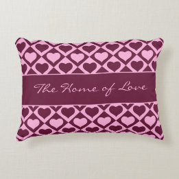 Almofada Decorativa Custom Heart Checkerboard Pattern Bordeaux Pink - 