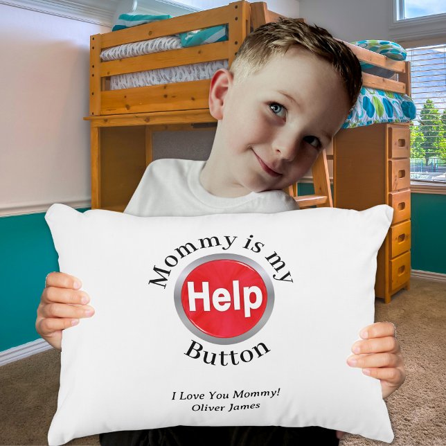 Almofada Decorativa Custom Names Adorable Funny Baby Shower Gift (Custom Funny Mommy Is My Help Button Cute Throw Pillow)