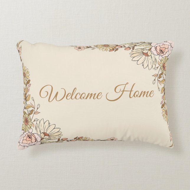 Almofada Decorativa Customizable "Welcome Home" Botanical Pillow (Frente)