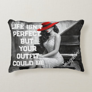 Almofada Decorativa Customized Red Hat Piano Glam Fashion Quote Chic 