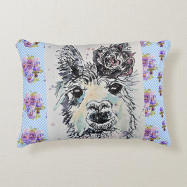 Almofada Decorativa Cute Alpacca Llama pansy Watercolor Cushion