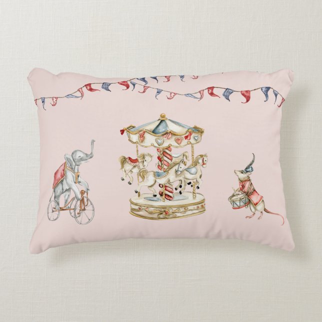 Almofada Decorativa Cute Children Circus Carnival Animals Pattern (Frente)