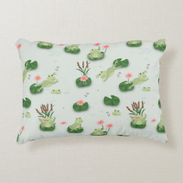 Almofada Decorativa Cute Frogs in Lily Pond Nursery Gender Neutral