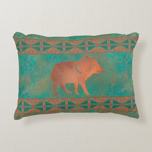 Almofada Decorativa Cute Javelina Baby Copper Teal (Frente)