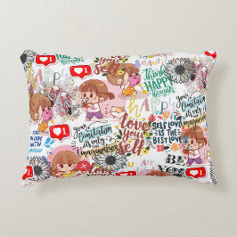 Almofada Decorativa Cute Motivational – Positive Quote Kawaii 
