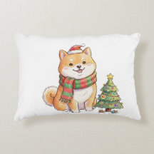 Cute Natal Shiba Inu de chapéu e cachecol de Papai