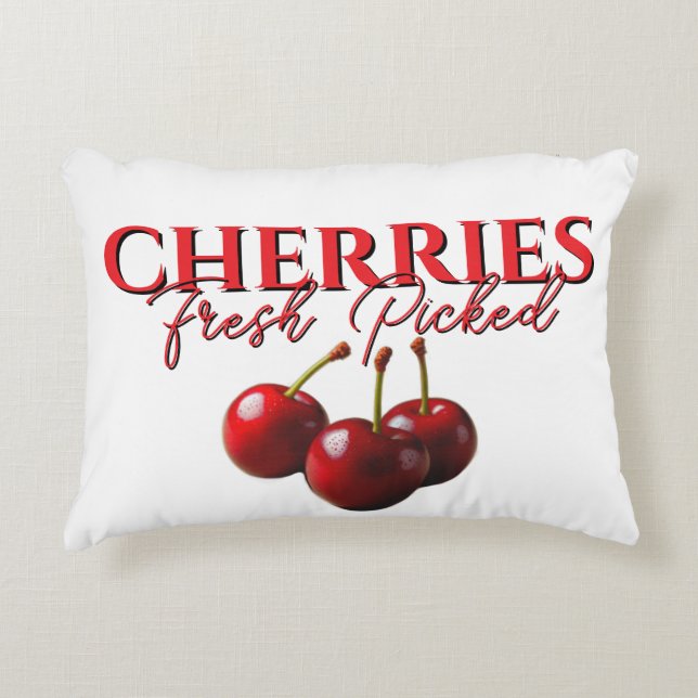 Almofada Decorativa Cute retro Cherries fresh picked  (Frente)