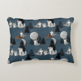 Almofada Decorativa Cute Wolf Pack Woodland Night Baby Nursery