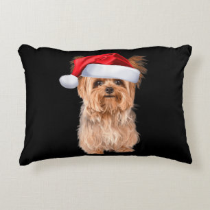 Almofada Decorativa Cute Yorkshire Terrier Papais noeis Puppy Natal