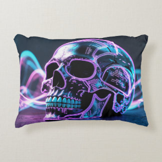 Almofada Decorativa Cyberpunk Skull Glitch