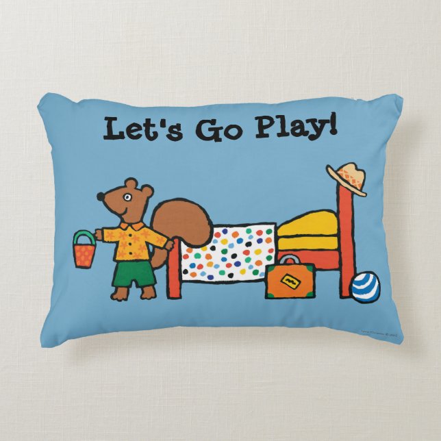 Almofada Decorativa Cyril o esquilo em férias (Frente)