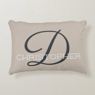 Almofada Decorativa D Inicial Nome Personalizado Bege Neutro