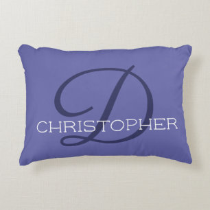Almofada Decorativa D Nome Personalizado Inicial Muito Tendência Azul