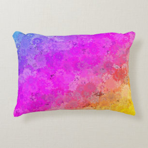 Almofada Decorativa Daises Rainbow Floral Polyester ou Cotton