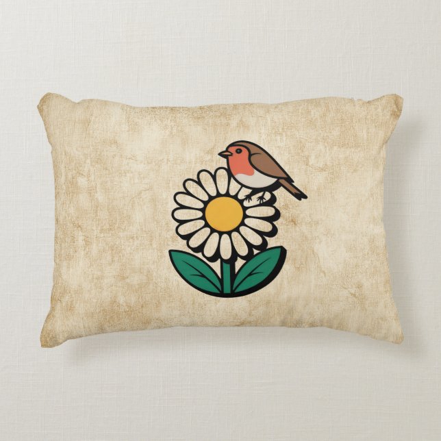 Almofada Decorativa Daisy e Bird Design (Frente)