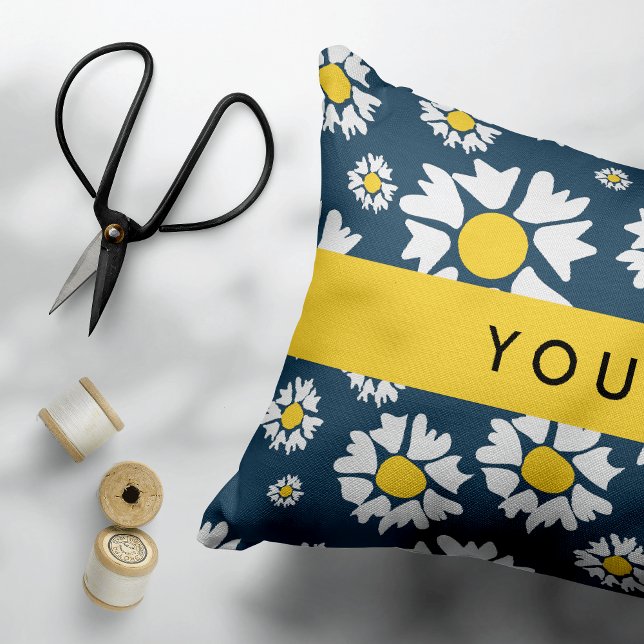 Almofada Decorativa Daisy Pattern, White Daisies, Seu Nome (Criador carregado)