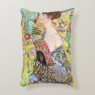 Almofada Decorativa Dama com Leque de Gustav Klimt, Japonismo Vintage