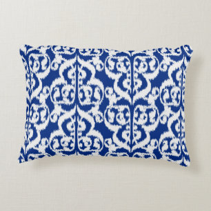 Almofada Decorativa Damasco do Moorish de Ikat - azuis cobaltos e