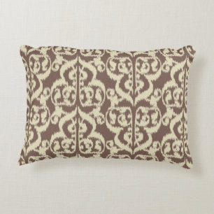 Almofada Decorativa Damasco do Moorish de Ikat - bege e taupe