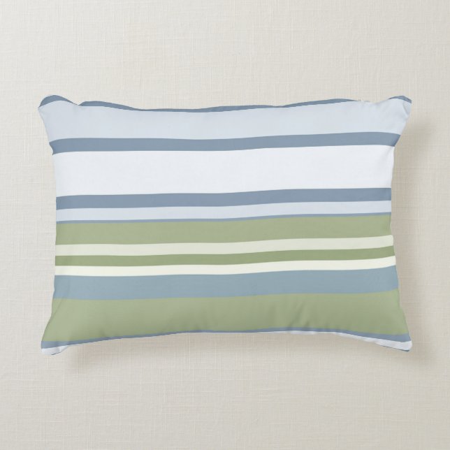 Almofada Decorativa Dark Pastel Blue and Spring Rain Stripes (Frente)
