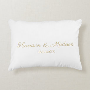 Almofada Decorativa Data de casamento do casal de script de ouro perso