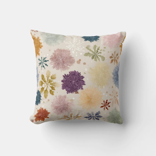 Almofada Decorativa de Flores de Neve em Pastel –  (Frente)