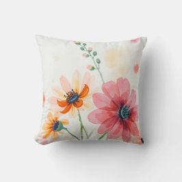 Almofada Decorativa de Flores Silvestres em Aquare