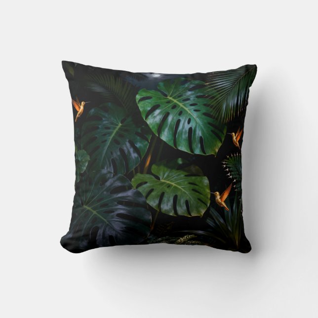 Almofada Decorativa de Folhas da Selva Tropical (Frente)