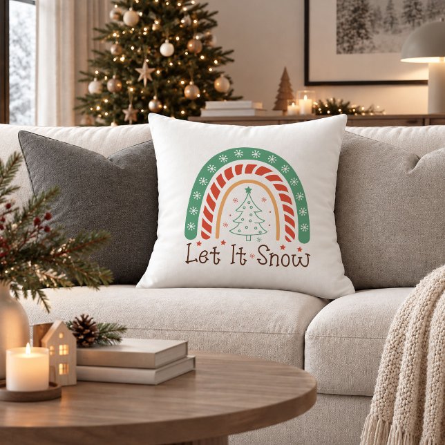 Almofada Decorativa de Natal Boho Rústico Vermelho (Rustic Boho Christmas Red Green Throw Pillow Decor)