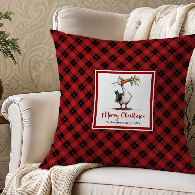 Almofada Decorativa de Natal com Gansos Bobos de D (Christmas Silly Geese Cartoon Throw Pillow Decor)