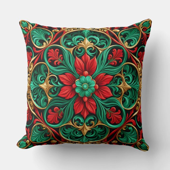 Almofada Decorativa de Natal Vermelha Verde (Frente)