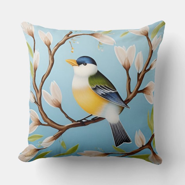 ✨ Almofada Decorativa de Pássaro de Primavera para (Frente)