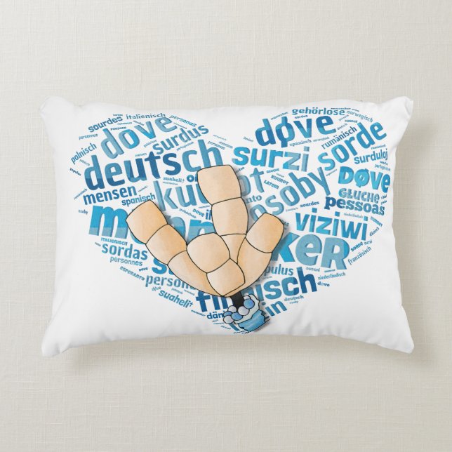 Almofada Decorativa Deaf-Hand - Liebe-Herz (Frente)