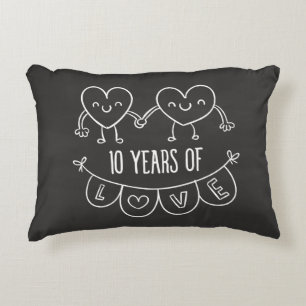 Almofada Decorativa Décimo Aniversário Gift Chalk Hearts