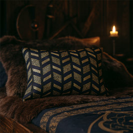 Almofada Decorativa Deco Geométrico do Padrão Chevron Dourado Preto