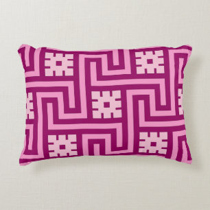 Almofada Decorativa Deco Greek Key, Rosa e Burgundy