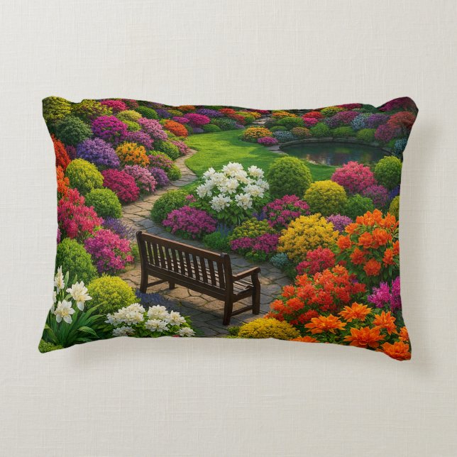 Almofada Decorativa Decoração da Cena Floral do Jardim (Verso)