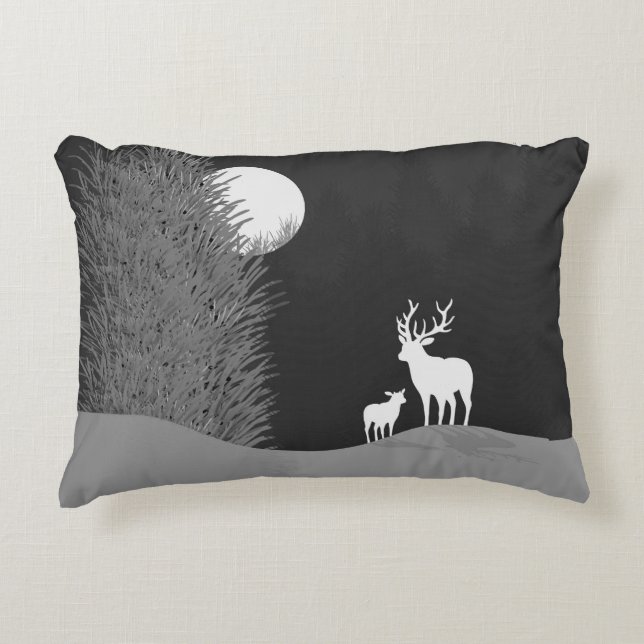 Almofada Decorativa Deer on Moon Lit Hill (Frente)