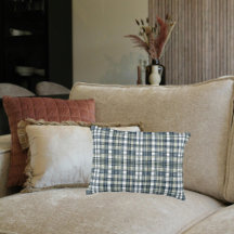 Denim Blue Sage Green Xadrez Lumbar